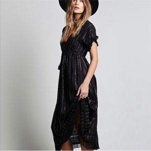 Free People Metallic Rose Gold Bohemian Dress Size S